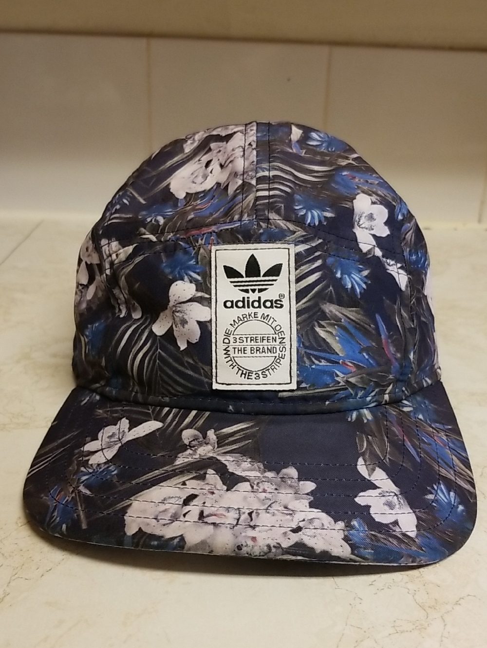 Adidas Original Dark Floral Five Panel Adjustable Navy Blue Camp Hat